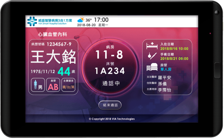 智慧語音病床卡-介面