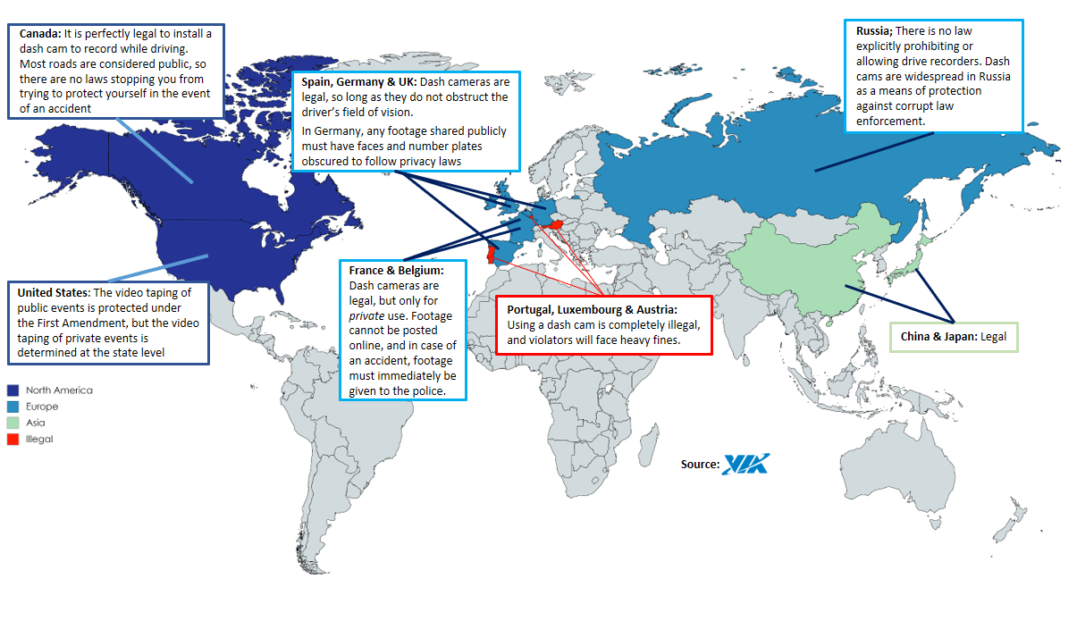 dash cam legality around the world