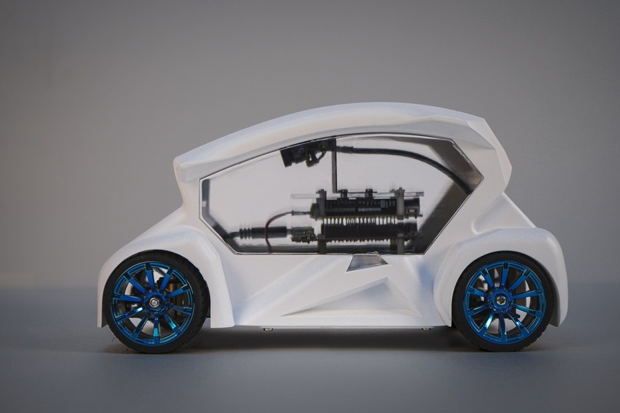 Side view of modified VIA AI Learning Kit car