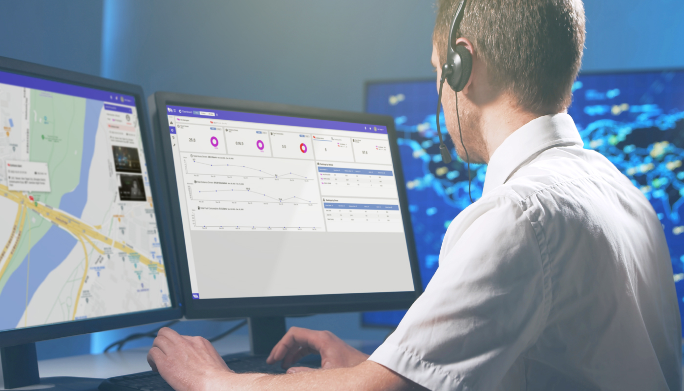 VIA Fleet Cloud Portal displaying real-time video telematics data